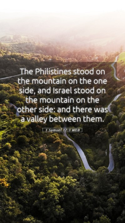 Picture 05 - 1 Samuel 17:3 WEB Mobile Phone Wallpaper - The Philistines stood on the mountain on the one - Mobile Bible Verse Wallpaper