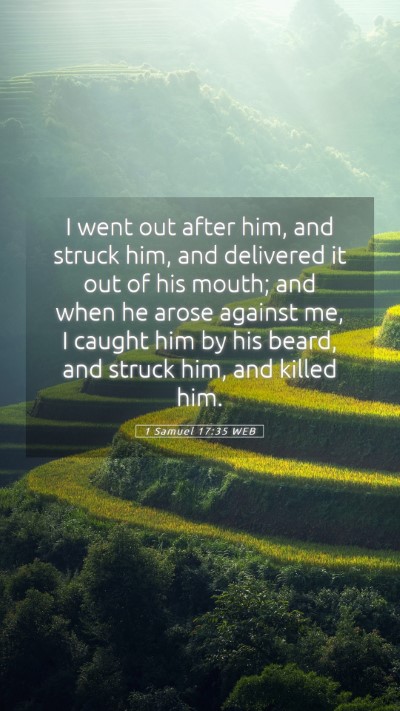 Picture 05 - 1 Samuel 17:35 WEB Mobile Phone Wallpaper - I went out after him, and struck him, and - Mobile Bible Verse Wallpaper