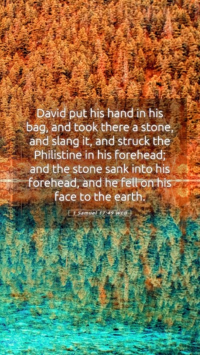 Picture 05 - 1 Samuel 17:49 WEB Mobile Phone Wallpaper - David put his hand in his bag, and took there a - Mobile Bible Verse Wallpaper