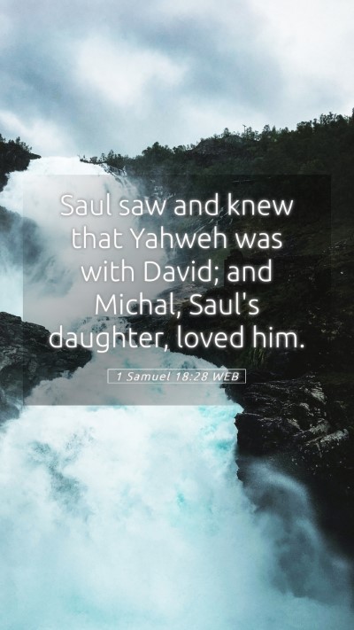 Picture 05 - 1 Samuel 18:28 WEB Mobile Phone Wallpaper - Saul saw and knew that Yahweh was with David; and - Mobile Bible Verse Wallpaper