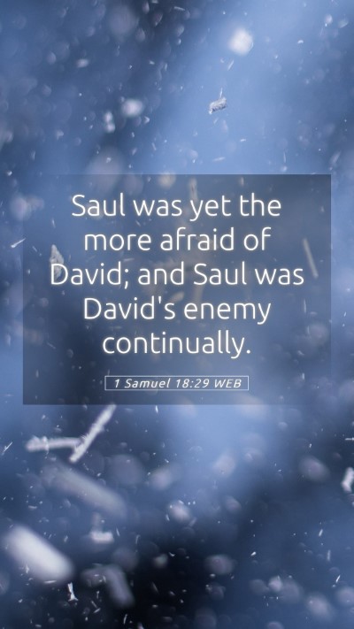 Picture 05 - 1 Samuel 18:29 WEB Mobile Phone Wallpaper - Saul was yet the more afraid of David; and Saul - Mobile Bible Verse Wallpaper