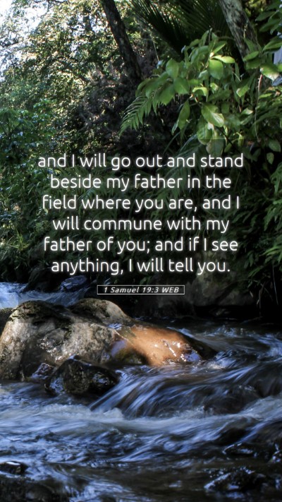 Picture 05 - 1 Samuel 19:3 WEB Mobile Phone Wallpaper - and I will go out and stand beside my father in - Mobile Bible Verse Wallpaper