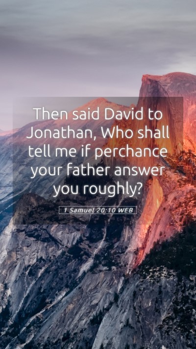 Picture 05 - 1 Samuel 20:10 WEB Mobile Phone Wallpaper - Then said David to Jonathan, Who shall tell me if - Mobile Bible Verse Wallpaper