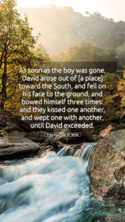 Picture 05 - 1 Samuel 20:41 WEB Mobile Phone Wallpaper - As soon as the boy was gone, David arose out of - Mobile Bible Verse Wallpaper