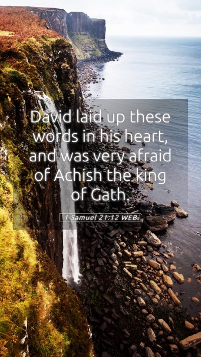 Picture 05 - 1 Samuel 21:12 WEB Mobile Phone Wallpaper - David laid up these words in his heart, and was - Mobile Bible Verse Wallpaper