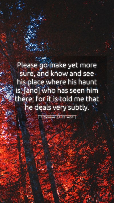 Picture 05 - 1 Samuel 23:22 WEB Mobile Phone Wallpaper - Please go make yet more sure, and know and see - Mobile Bible Verse Wallpaper