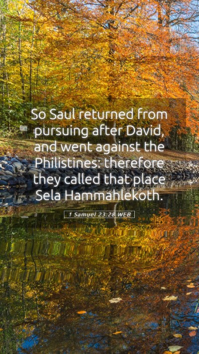 Picture 05 - 1 Samuel 23:28 WEB Mobile Phone Wallpaper - So Saul returned from pursuing after David, and - Mobile Bible Verse Wallpaper