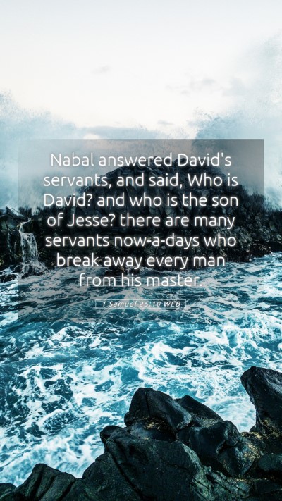 Picture 05 - 1 Samuel 25:10 WEB Mobile Phone Wallpaper - Nabal answered David's servants, and said, Who is - Mobile Bible Verse Wallpaper
