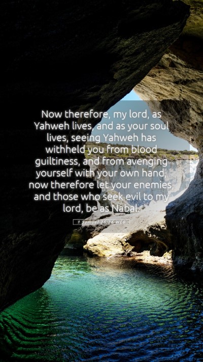 Picture 05 - 1 Samuel 25:26 WEB Mobile Phone Wallpaper - Now therefore, my lord, as Yahweh lives, and as - Mobile Bible Verse Wallpaper