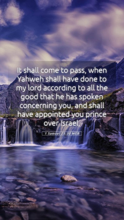 Picture 05 - 1 Samuel 25:30 WEB Mobile Phone Wallpaper - It shall come to pass, when Yahweh shall have - Mobile Bible Verse Wallpaper