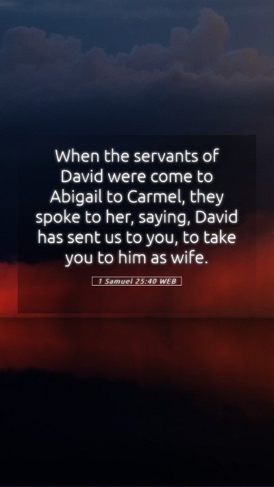 Picture 05 - 1 Samuel 25:40 WEB Mobile Phone Wallpaper - When the servants of David were come to Abigail - Mobile Bible Verse Wallpaper