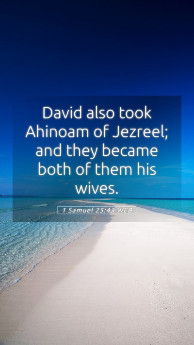 Picture 05 - 1 Samuel 25:43 WEB Mobile Phone Wallpaper - David also took Ahinoam of Jezreel; and they - Mobile Bible Verse Wallpaper