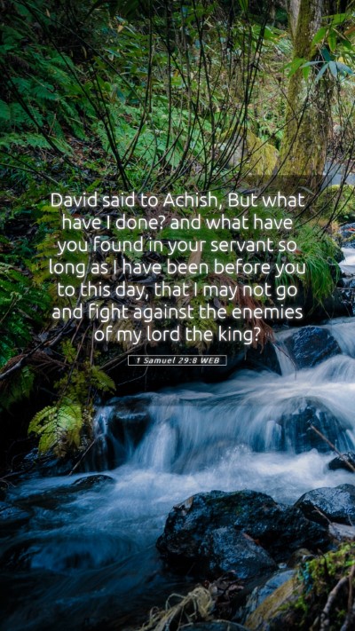 Picture 05 - 1 Samuel 29:8 WEB Mobile Phone Wallpaper - David said to Achish, But what have I done? and - Mobile Bible Verse Wallpaper
