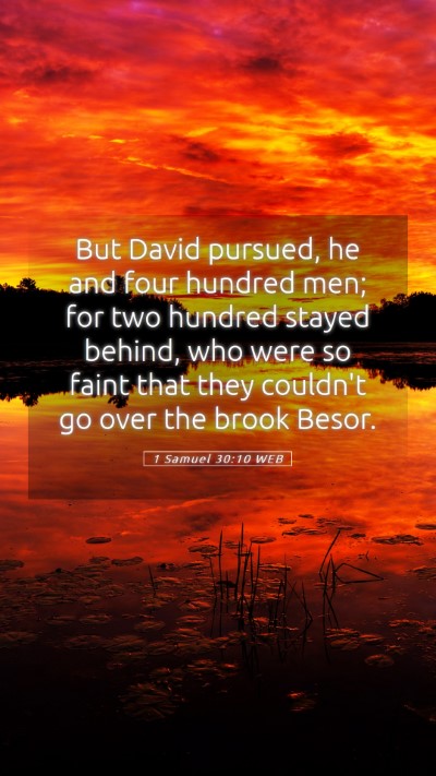 Picture 05 - 1 Samuel 30:10 WEB Mobile Phone Wallpaper - But David pursued, he and four hundred men; for - Mobile Bible Verse Wallpaper