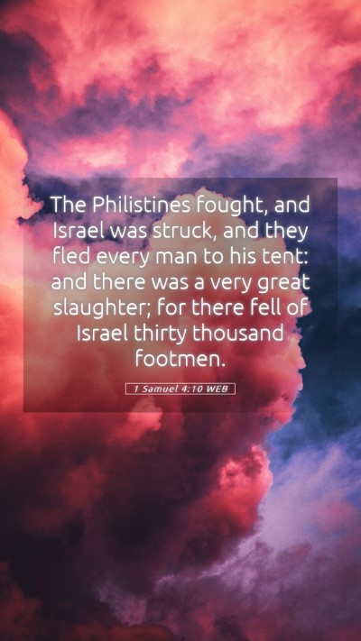 Picture 05 - 1 Samuel 4:10 WEB Mobile Phone Wallpaper - The Philistines fought, and Israel was struck, - Mobile Bible Verse Wallpaper