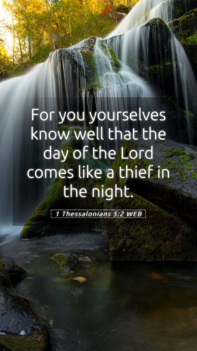 Picture 05 - 1 Thessalonians 5:2 WEB Mobile Phone Wallpaper - For you yourselves know well that the day of the - Mobile Bible Verse Wallpaper