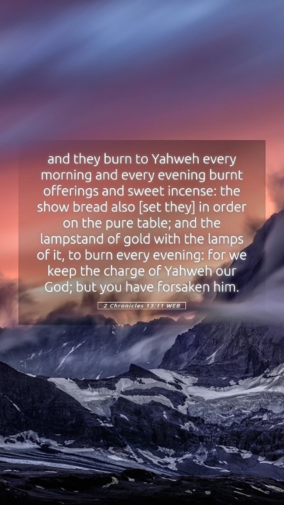 Picture 05 - 2 Chronicles 13:11 WEB Mobile Phone Wallpaper - and they burn to Yahweh every morning and every - Mobile Bible Verse Wallpaper