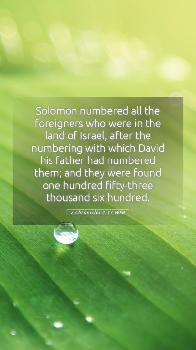 Picture 05 - 2 Chronicles 2:17 WEB Mobile Phone Wallpaper - Solomon numbered all the foreigners who were in - Mobile Bible Verse Wallpaper