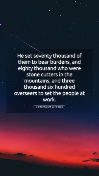 Picture 05 - 2 Chronicles 2:18 WEB Mobile Phone Wallpaper - He set seventy thousand of them to bear burdens, - Mobile Bible Verse Wallpaper