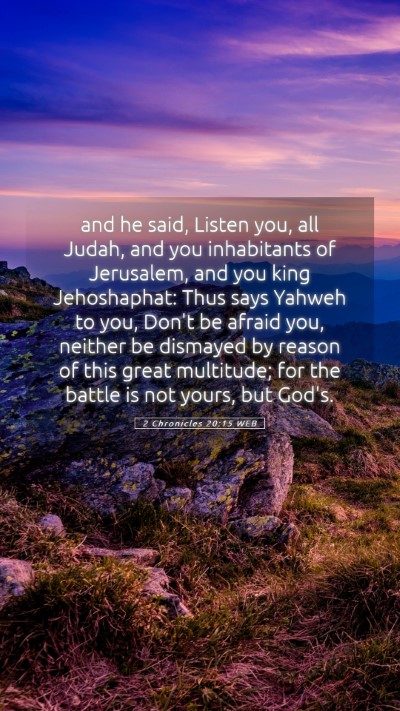 Picture 05 - 2 Chronicles 20:15 WEB Mobile Phone Wallpaper - and he said, Listen you, all Judah, and you - Mobile Bible Verse Wallpaper
