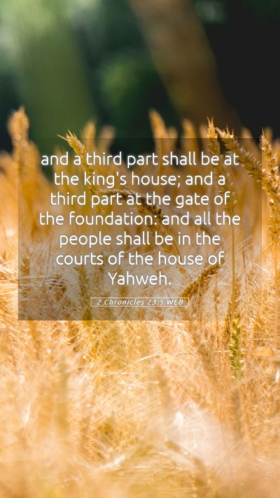 Picture 05 - 2 Chronicles 23:5 WEB Mobile Phone Wallpaper - and a third part shall be at the king's house; - Mobile Bible Verse Wallpaper