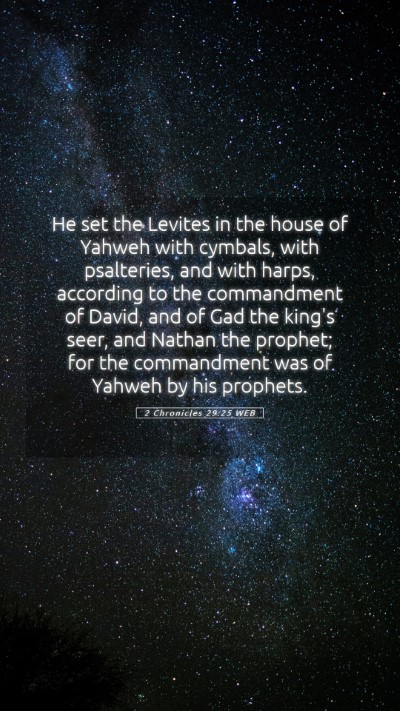 Picture 05 - 2 Chronicles 29:25 WEB Mobile Phone Wallpaper - He set the Levites in the house of Yahweh with - Mobile Bible Verse Wallpaper