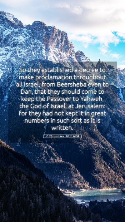 Picture 05 - 2 Chronicles 30:5 WEB Mobile Phone Wallpaper - So they established a decree to make proclamation - Mobile Bible Verse Wallpaper
