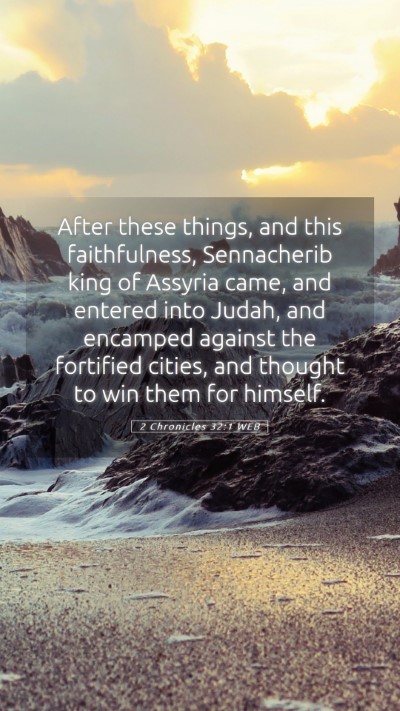 Picture 05 - 2 Chronicles 32:1 WEB Mobile Phone Wallpaper - After these things, and this faithfulness, - Mobile Bible Verse Wallpaper