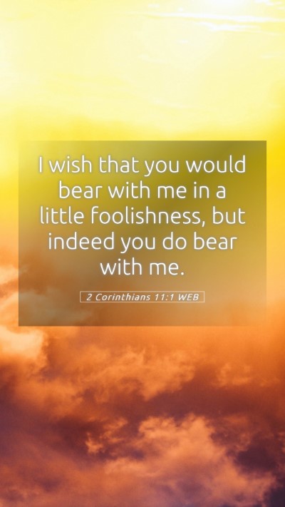 Picture 05 - 2 Corinthians 11:1 WEB Mobile Phone Wallpaper - I wish that you would bear with me in a little - Mobile Bible Verse Wallpaper