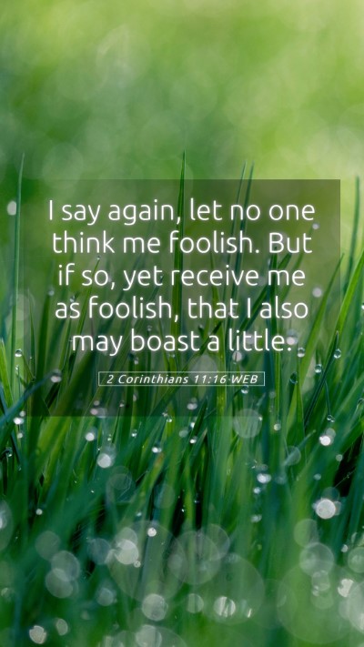 Picture 05 - 2 Corinthians 11:16 WEB Mobile Phone Wallpaper - I say again, let no one think me foolish. But if - Mobile Bible Verse Wallpaper