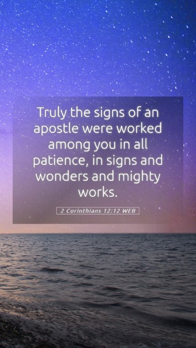 Picture 05 - 2 Corinthians 12:12 WEB Mobile Phone Wallpaper - Truly the signs of an apostle were worked among - Mobile Bible Verse Wallpaper