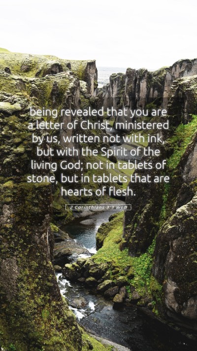Picture 05 - 2 Corinthians 3:3 WEB Mobile Phone Wallpaper - being revealed that you are a letter of Christ, - Mobile Bible Verse Wallpaper