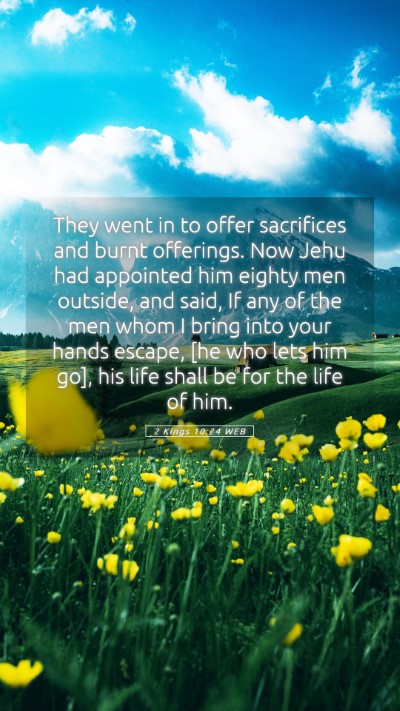 Picture 05 - 2 Kings 10:24 WEB Mobile Phone Wallpaper - They went in to offer sacrifices and burnt - Mobile Bible Verse Wallpaper