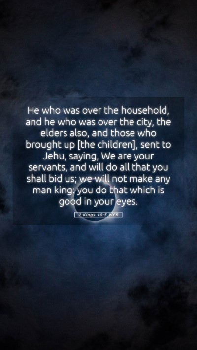Picture 05 - 2 Kings 10:5 WEB Mobile Phone Wallpaper - He who was over the household, and he who was - Mobile Bible Verse Wallpaper