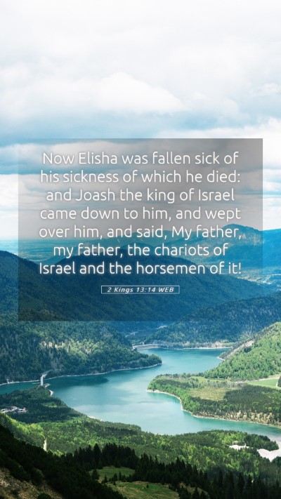 Picture 05 - 2 Kings 13:14 WEB Mobile Phone Wallpaper - Now Elisha was fallen sick of his sickness of - Mobile Bible Verse Wallpaper