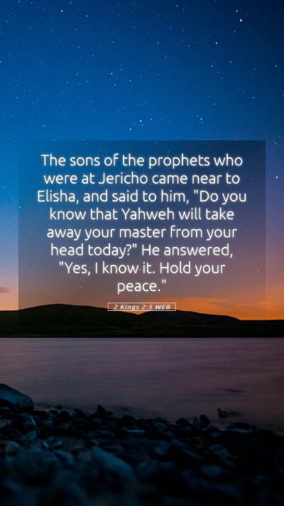 Picture 05 - 2 Kings 2:5 WEB Mobile Phone Wallpaper - The sons of the prophets who were at Jericho came - Mobile Bible Verse Wallpaper