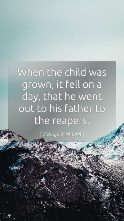 Picture 05 - 2 Kings 4:18 WEB Mobile Phone Wallpaper - When the child was grown, it fell on a day, that - Mobile Bible Verse Wallpaper