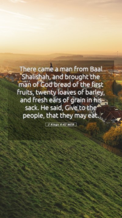 Picture 05 - 2 Kings 4:42 WEB Mobile Phone Wallpaper - There came a man from Baal Shalishah, and brought - Mobile Bible Verse Wallpaper