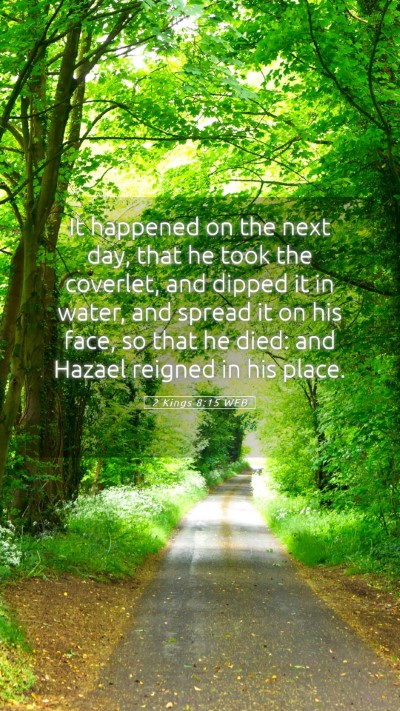 Picture 05 - 2 Kings 8:15 WEB Mobile Phone Wallpaper - It happened on the next day, that he took the - Mobile Bible Verse Wallpaper
