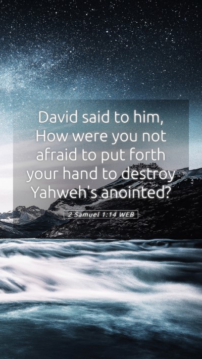 Picture 05 - 2 Samuel 1:14 WEB Mobile Phone Wallpaper - David said to him, How were you not afraid to put - Mobile Bible Verse Wallpaper