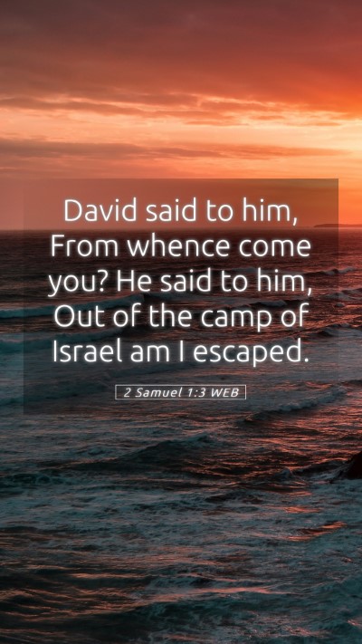 Picture 05 - 2 Samuel 1:3 WEB Mobile Phone Wallpaper - David said to him, From whence come you? He said - Mobile Bible Verse Wallpaper