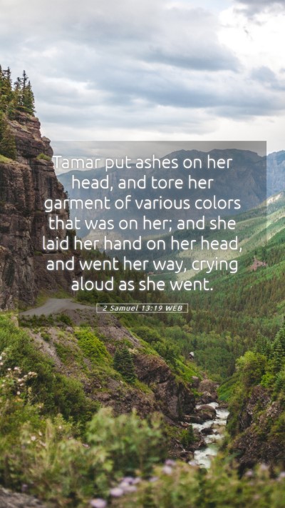 Picture 05 - 2 Samuel 13:19 WEB Mobile Phone Wallpaper - Tamar put ashes on her head, and tore her garment - Mobile Bible Verse Wallpaper