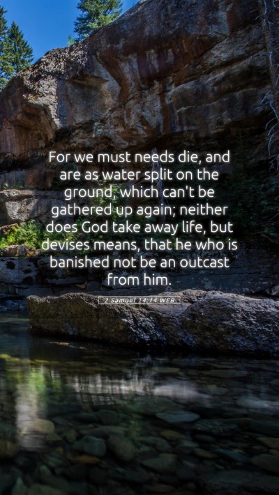 Picture 05 - 2 Samuel 14:14 WEB Mobile Phone Wallpaper - For we must needs die, and are as water split on - Mobile Bible Verse Wallpaper