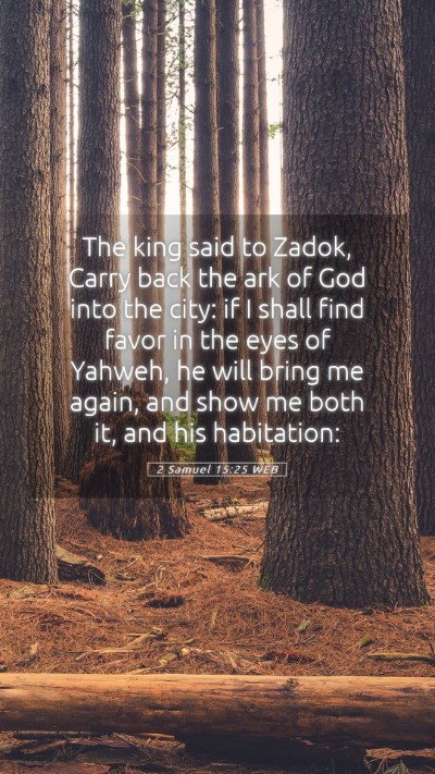 Picture 05 - 2 Samuel 15:25 WEB Mobile Phone Wallpaper - The king said to Zadok, Carry back the ark of God - Mobile Bible Verse Wallpaper