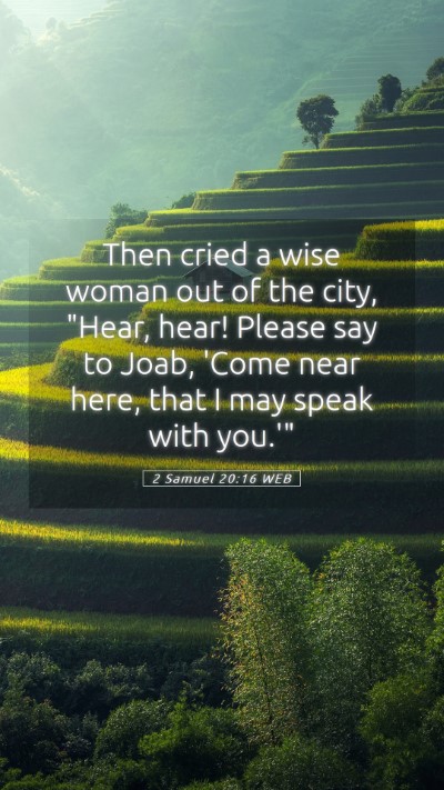 Picture 05 - 2 Samuel 20:16 WEB Mobile Phone Wallpaper - Then cried a wise woman out of the city, 