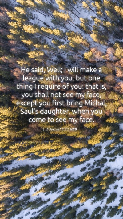 Picture 05 - 2 Samuel 3:13 WEB Mobile Phone Wallpaper - He said, Well; I will make a league with you; but - Mobile Bible Verse Wallpaper