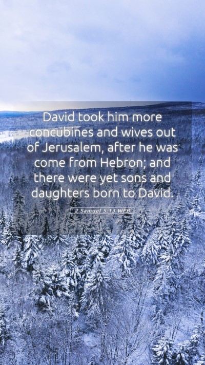 Picture 05 - 2 Samuel 5:13 WEB Mobile Phone Wallpaper - David took him more concubines and wives out of - Mobile Bible Verse Wallpaper