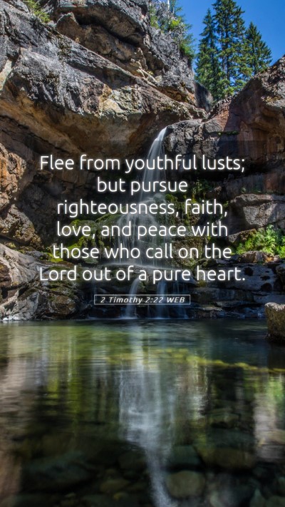 Picture 05 - 2 Timothy 2:22 WEB Mobile Phone Wallpaper - Flee from youthful lusts; but pursue - Mobile Bible Verse Wallpaper