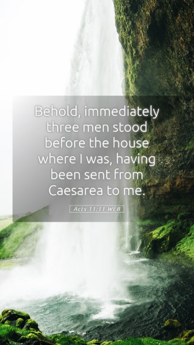 Picture 05 - Acts 11:11 WEB Mobile Phone Wallpaper - Behold, immediately three men stood before the - Mobile Bible Verse Wallpaper