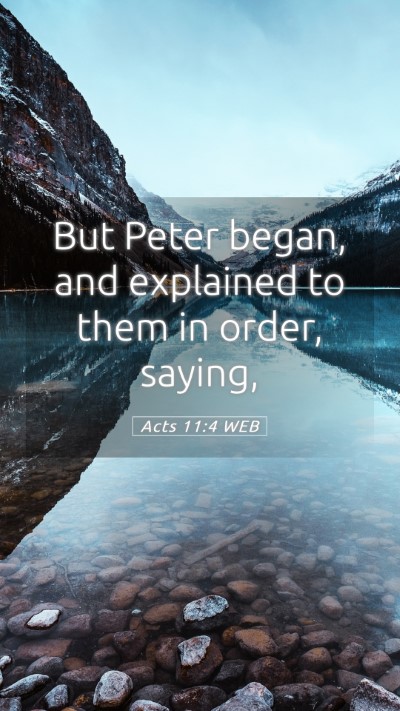 Picture 05 - Acts 11:4 WEB Mobile Phone Wallpaper - But Peter began, and explained to them in order, - Mobile Bible Verse Wallpaper